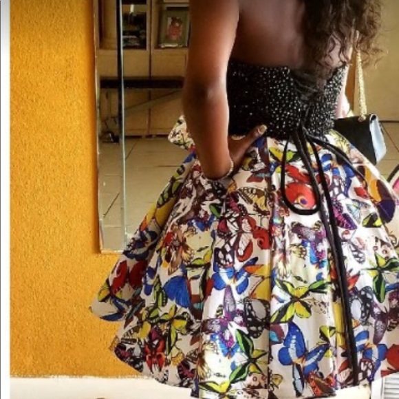 Sweetheart neckline multicolored Butterfly dress - Picture 2 of 4